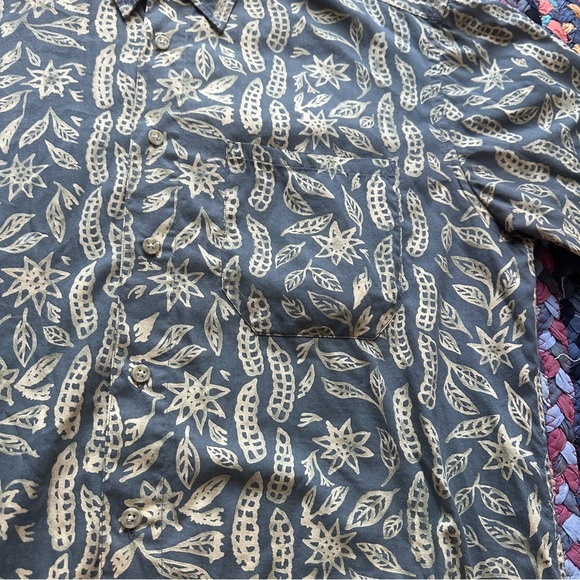 Pendleton Slate Blue & Tan Hawaiian Button Up Camp Shirt Mens Size Medium Summer - Picture 4 of 16